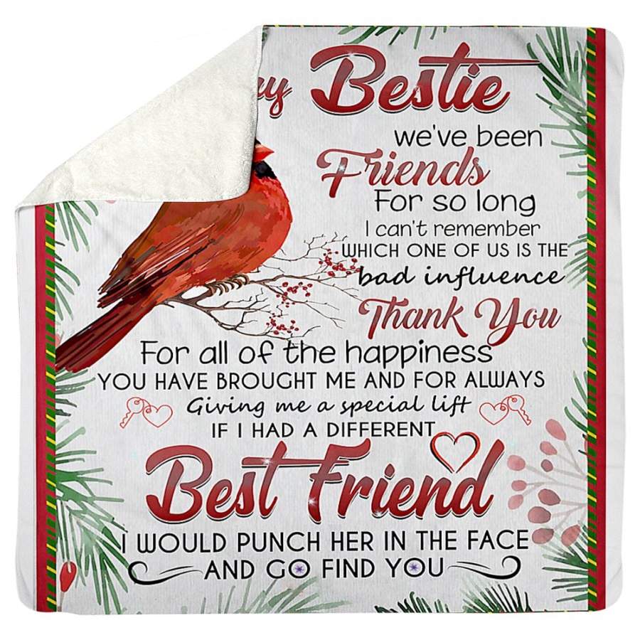 Cardinal To My Bestie If I Had A Different Best Friend I Would Punch Her Sherpa Blanket