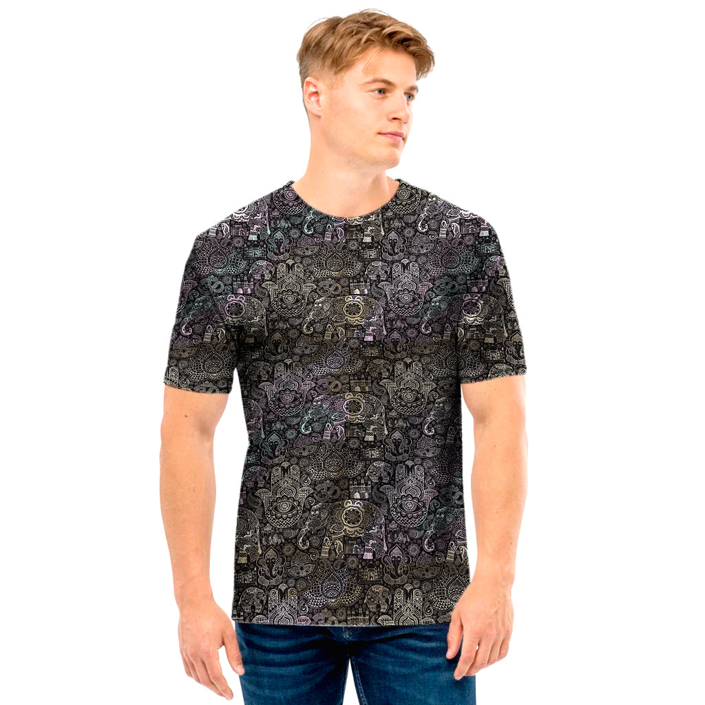 Indian Boho Elephant Pattern Print Men’S T-Shirt