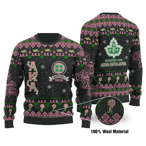 Alpha Kappa Alpha Aka Pearls Aka 1908 Ugly Christmas Wool Sweater