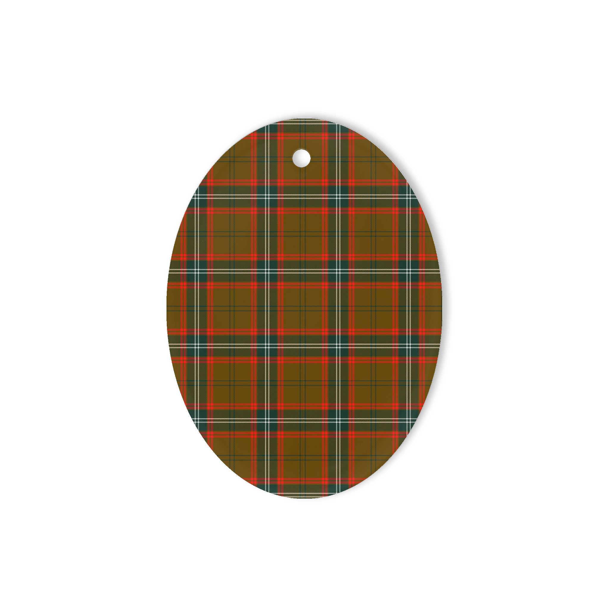 Seton Hunting Modern Tartan Oval Ornaments, Christmas Tree Ornament, Plaid Christmas Ornaments, Ceramic Oval Christmas Tree Decoration