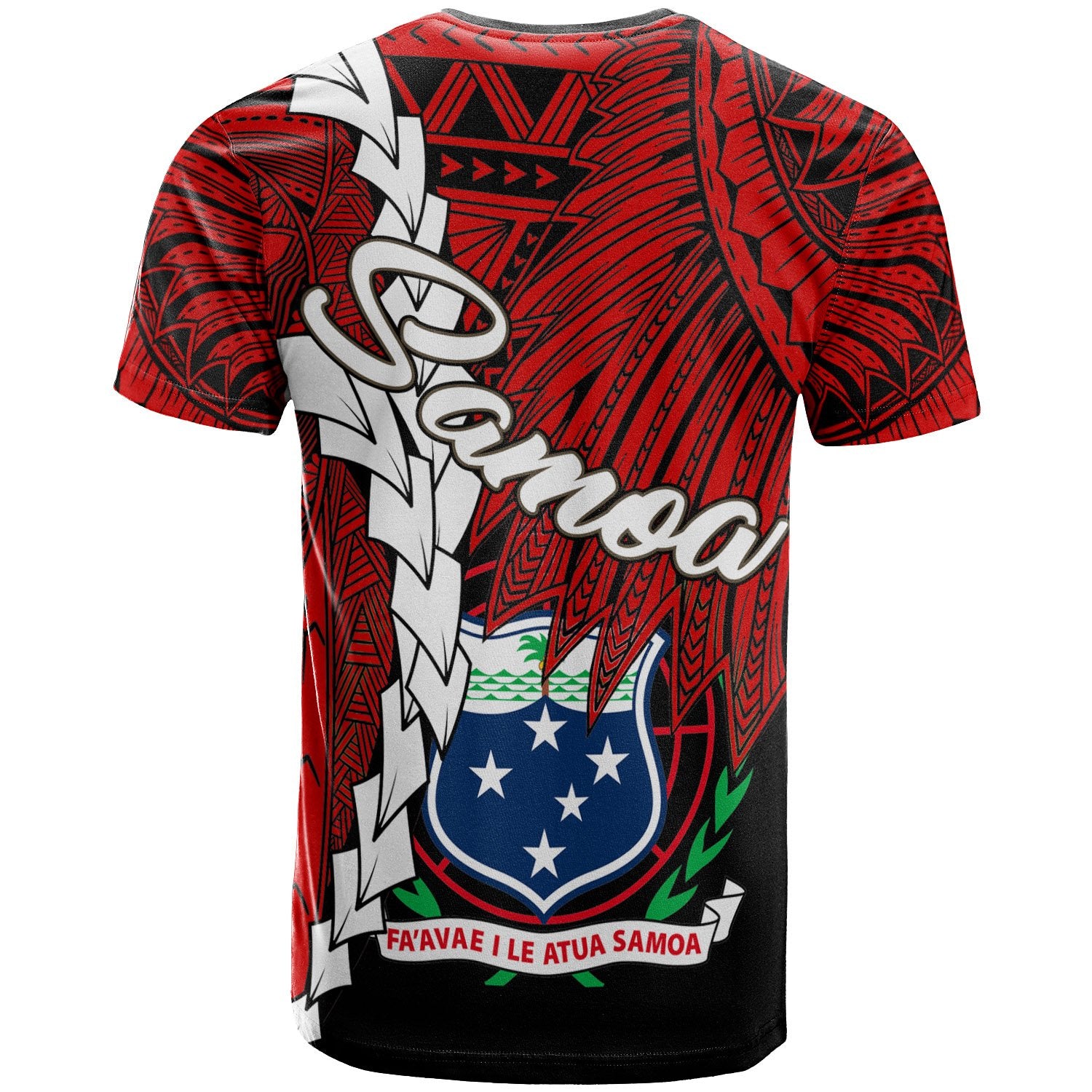 Samoa Polynesian T-Shirt - Tribal Wave Tattoo Flag Color - TattoosCafe