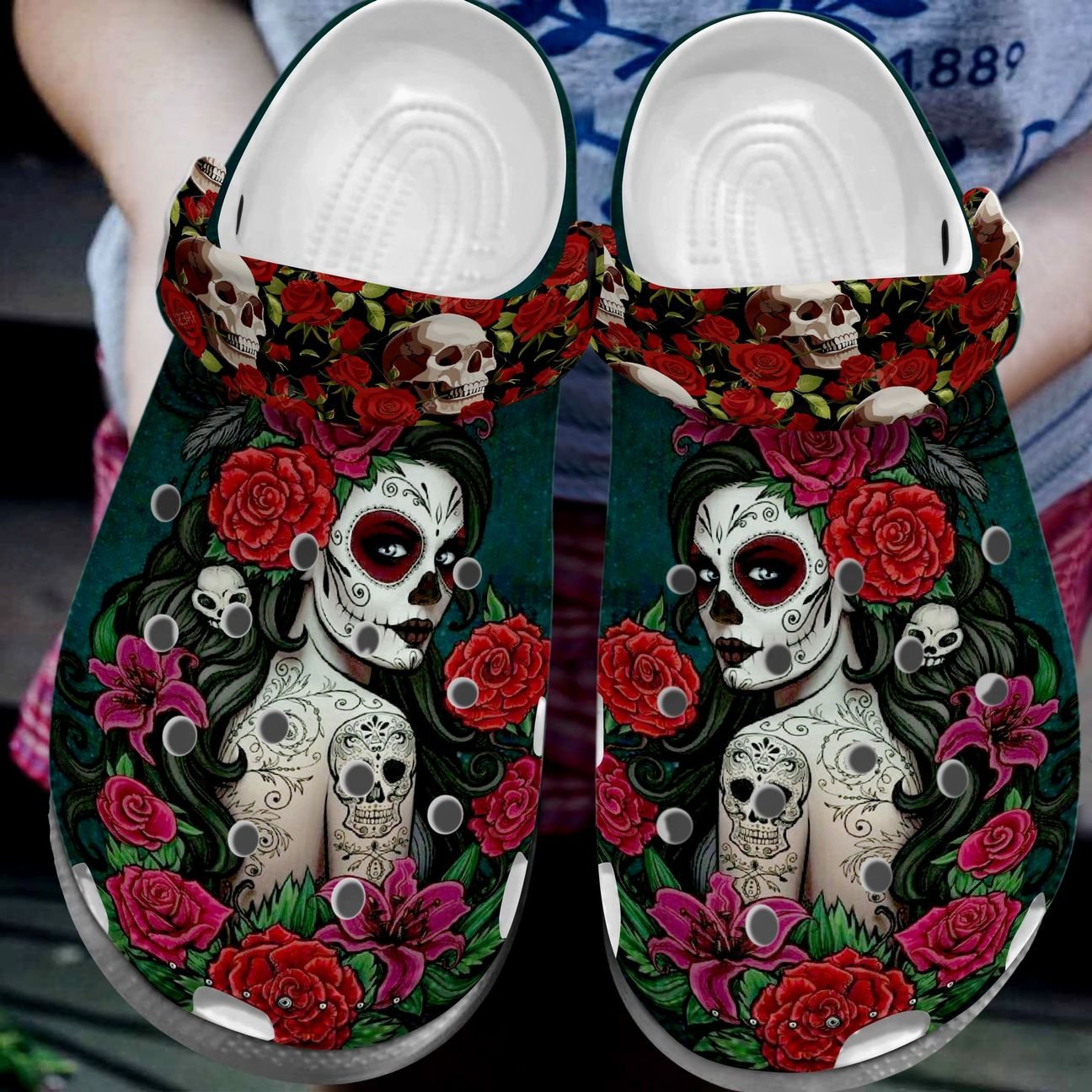 Skull Personalized Clog, Custom Name, Text, Color, Number Fashion Style For Women, Men, Kid, Print 3D Charming Skull