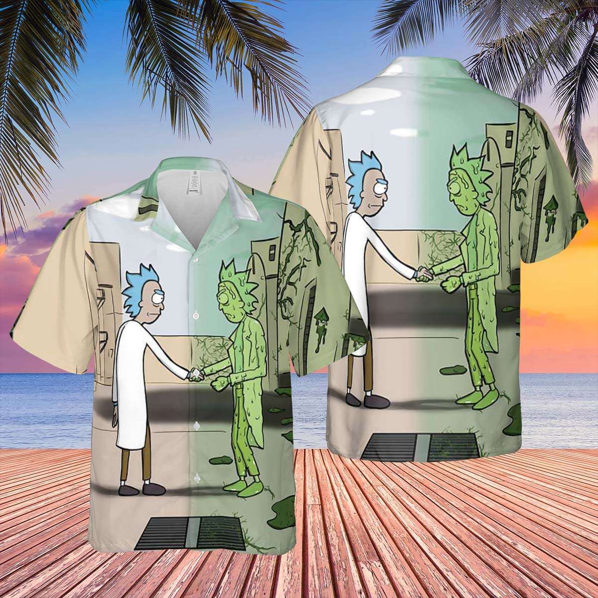 Wish You Were Here X Rick Sanchez For Man And Woman Print Short Sleeve Hawaii Shirt Ha102592