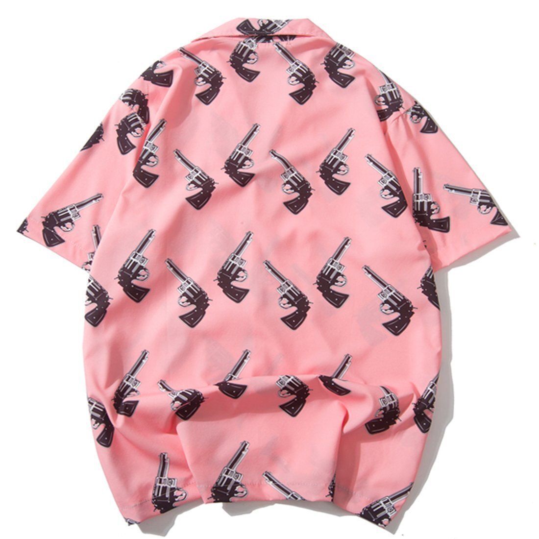 Men’S Hawaiian Shirt Pistol Gun Print Harajuku Summer Beach Shirt Fashion Store