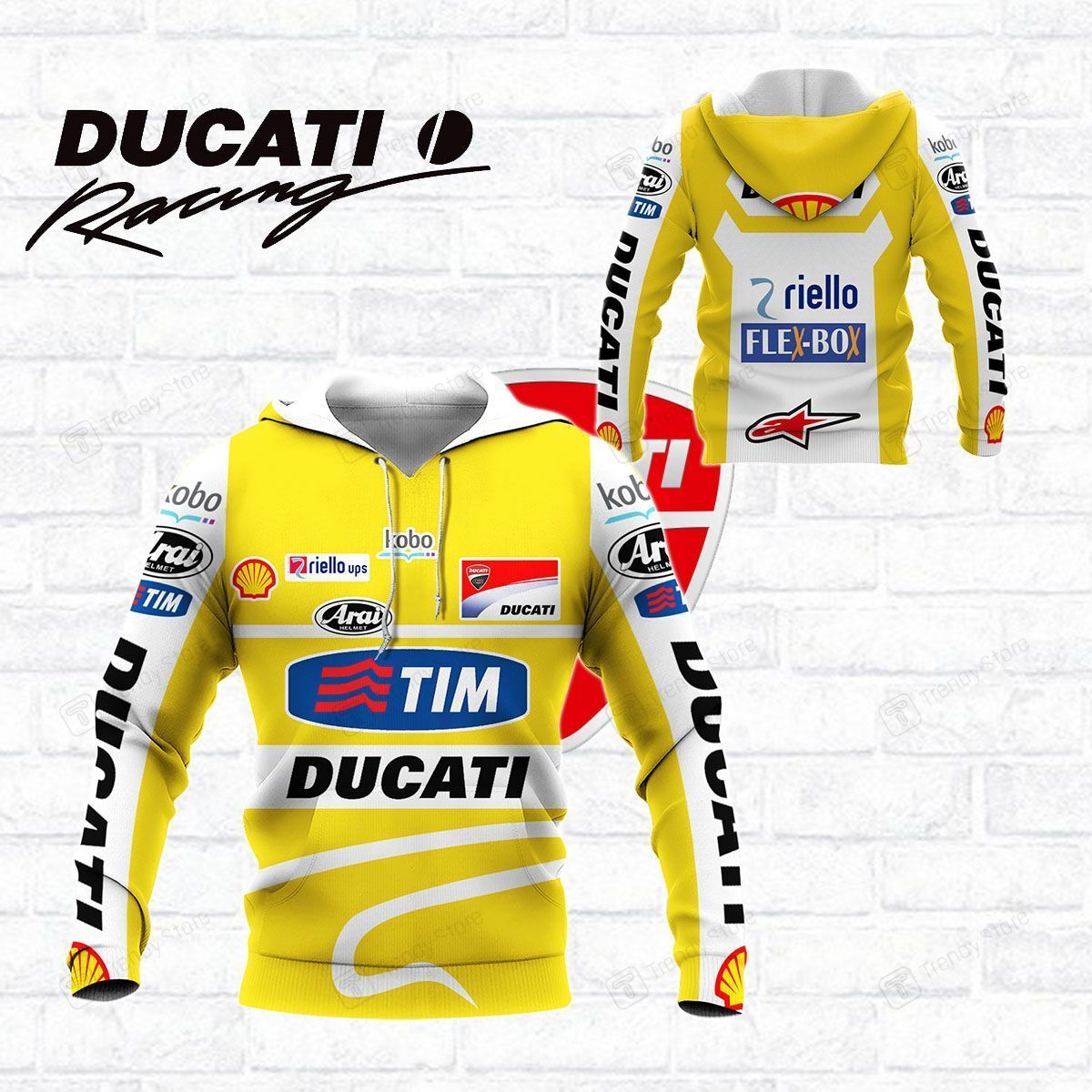 3D ALL OVER PRINTED DUCATI RACING SHIRTS VER2 (YELLOW)