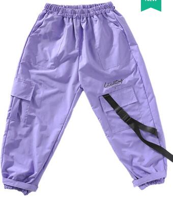 Teenage Kpop Hip Hop Clothing Purple Sleeveless Jacket Vest Tops Cargo Pants Streetwear For Girl Boy Jazz Dance Costume Clothes alx