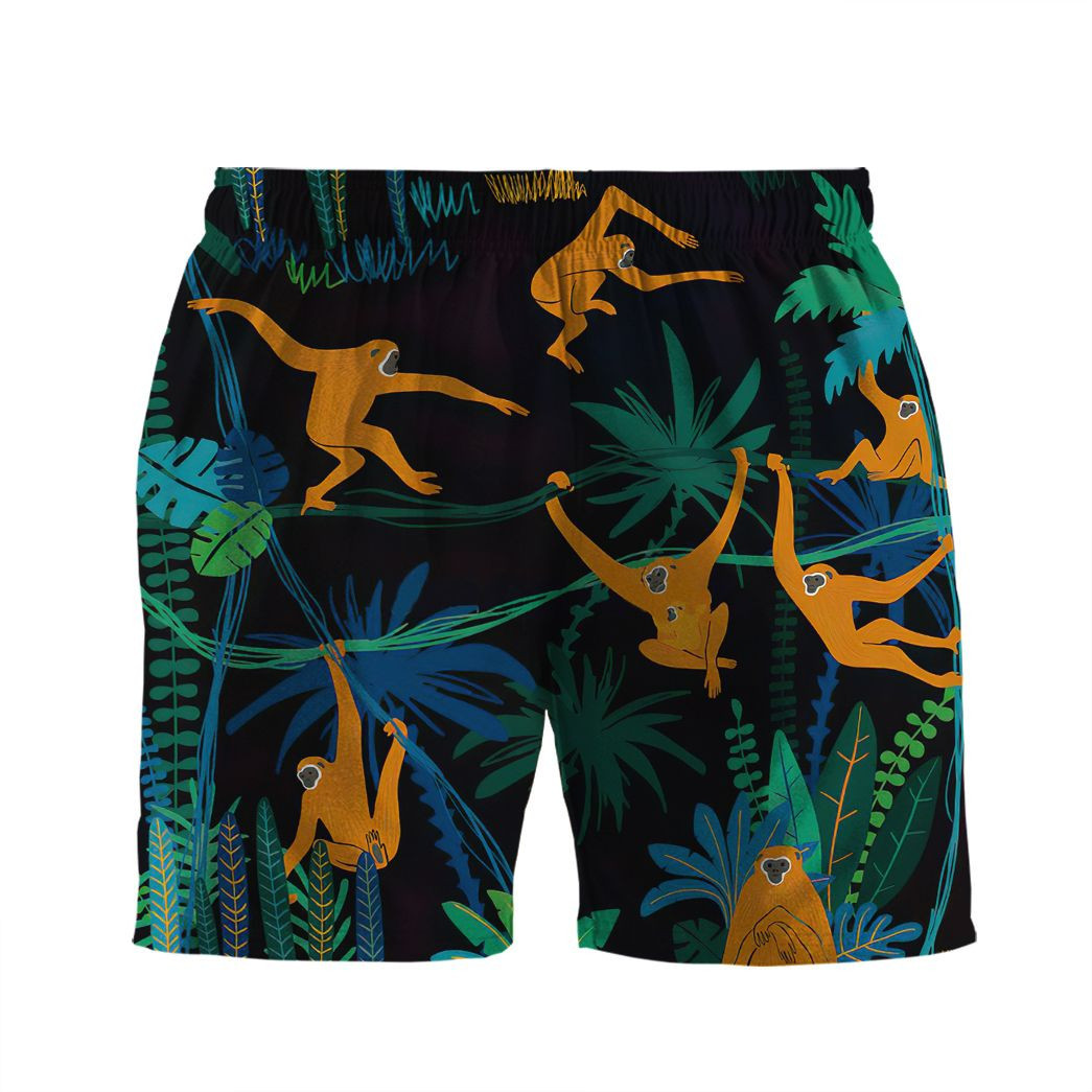 3D Monkeys Life In The Jungle Summer Men Beach Shorts Swim Trunks Hawaiian Shirt Style Printed 3D