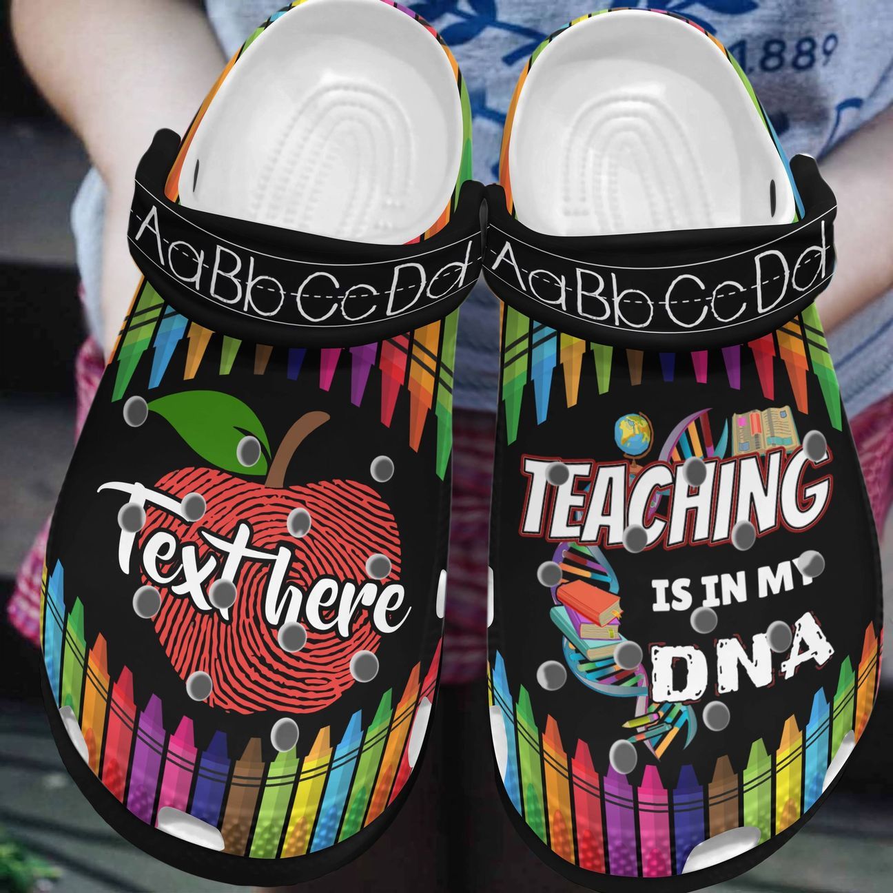 Teacher Personalized Clog, Custom Name, Text, Color, Number Fashion Style For Women, Men, Kid, Print 3D Teaching Is My Dna