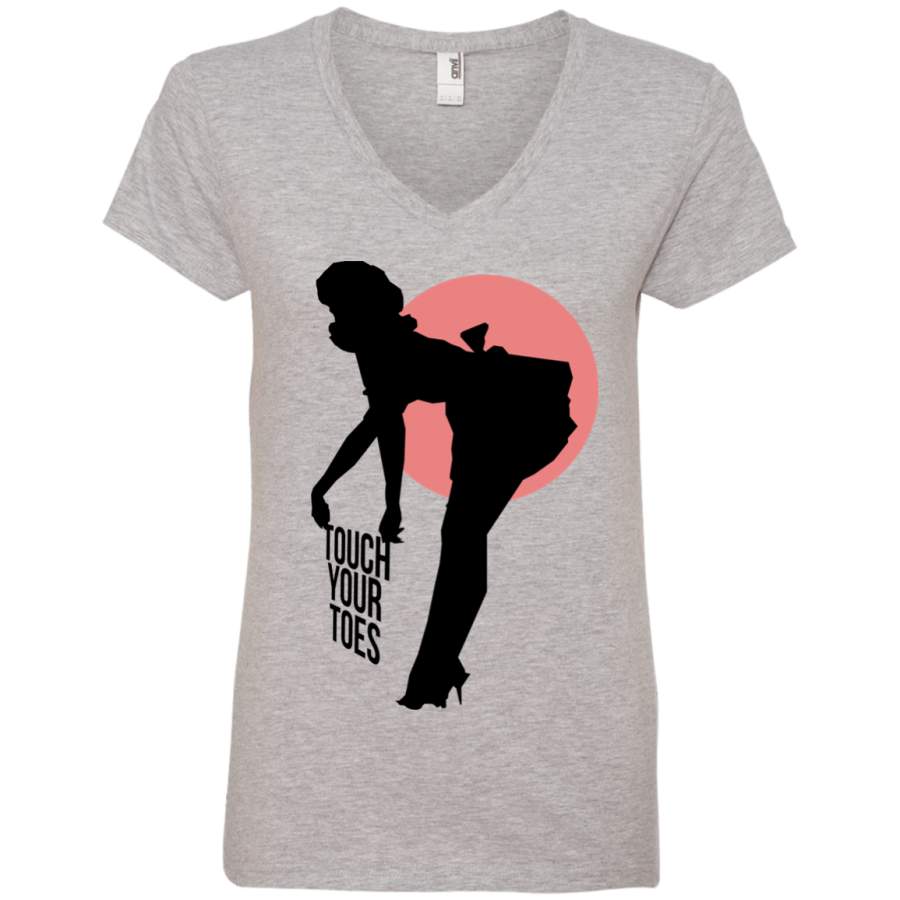 Vintage Girl Touch Your Toes Ladies’ V-Neck T-Shirt