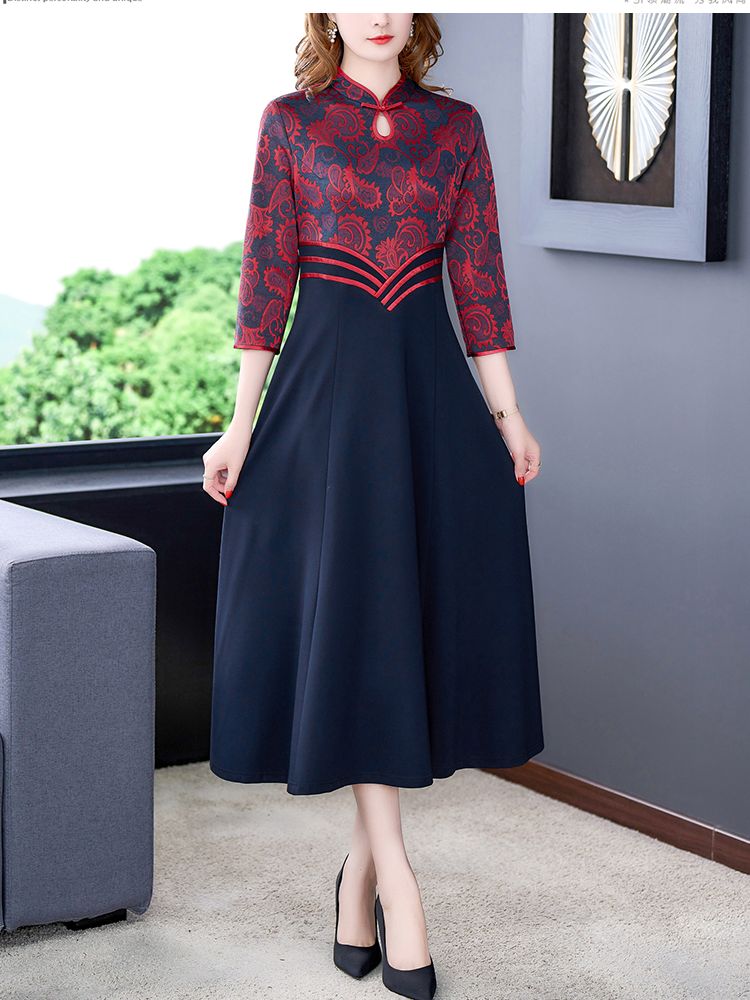 Spring And Autumn 2022 Loose Fashion Three quarter Sleeves Printed Silk Dress Women’s Tight Casual Women’s Fashion Party Dress alx