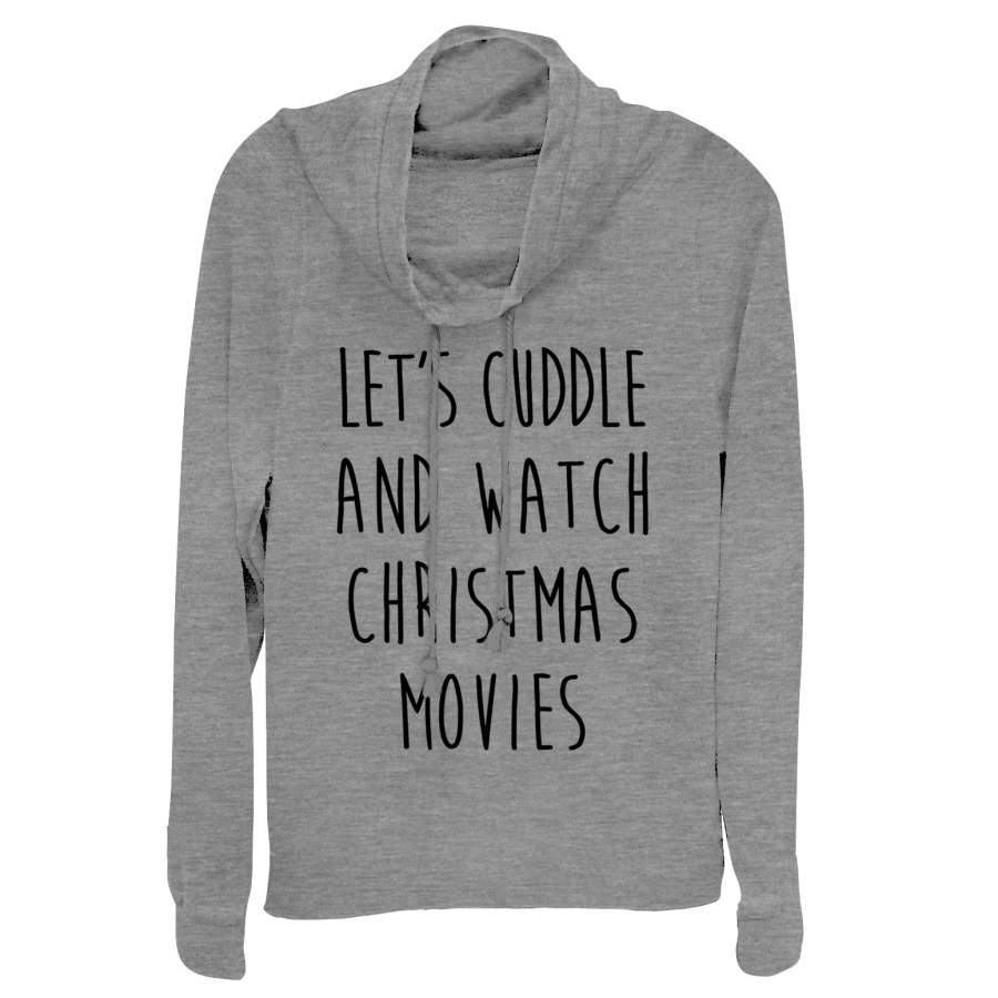 CHIN UP Junior’s Christmas Movies and Cuddle Cowl Neck Sweatshirt