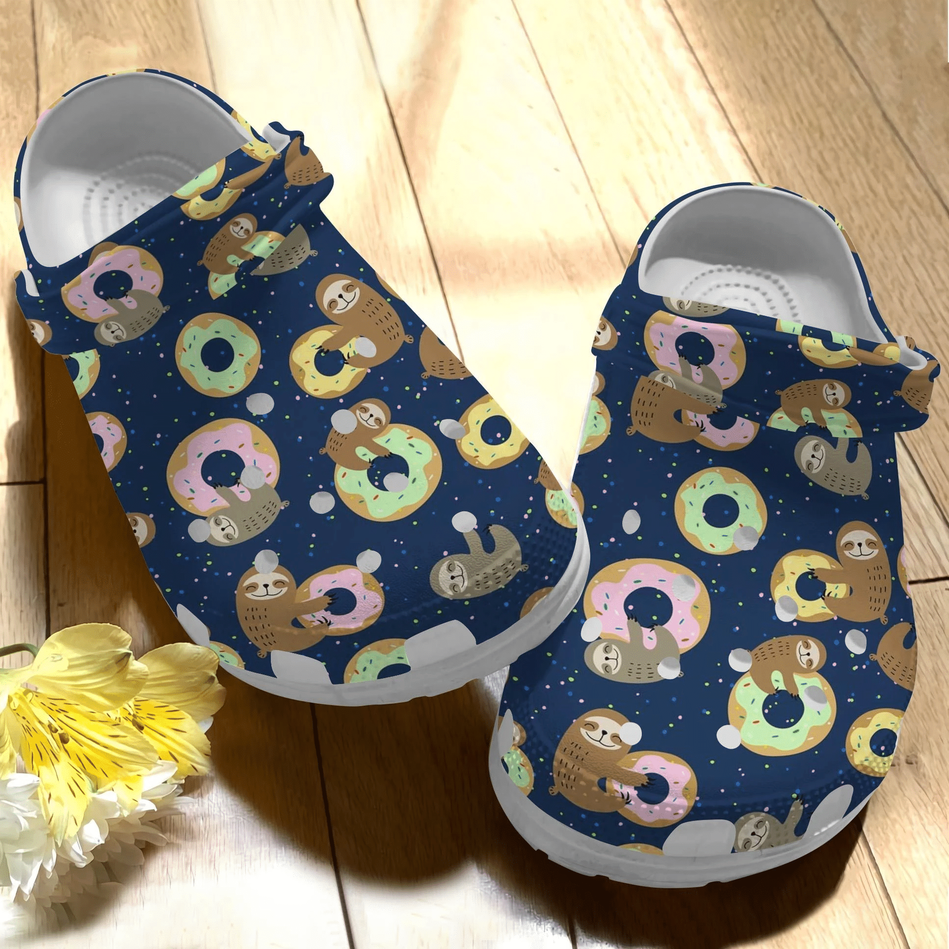 Sloths Love Donut Cute Animal Gift For Lover Rubber Crocs Crocband Clogs, Comfy Footwear