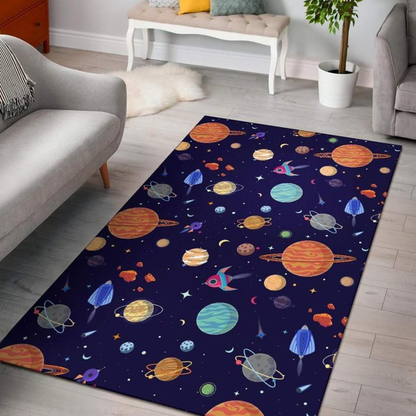 Planet Print Pattern Area Rug