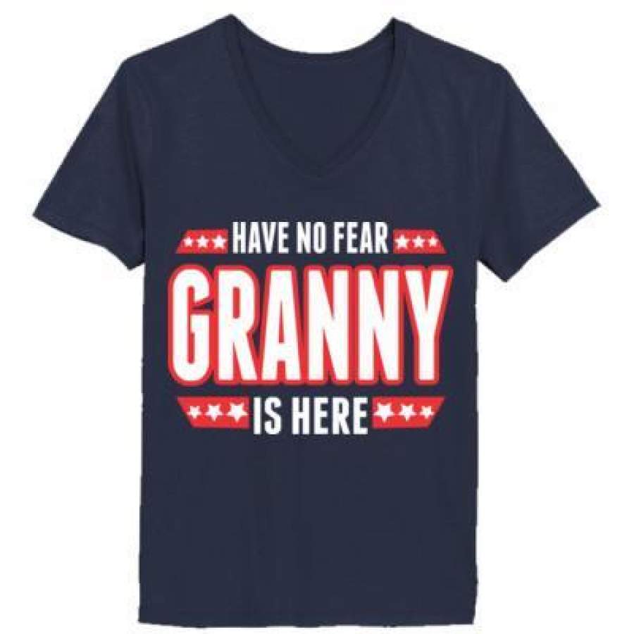 AGR Have No Fear Granny Is Here – Ladies’ V-Neck T-Shirt