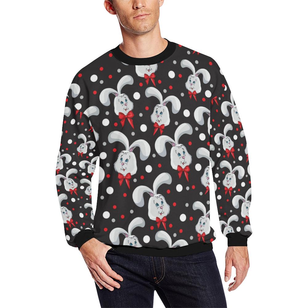 Rabbit Pattern Print Design Rb012 Men Long Sleeve Sweatshirt