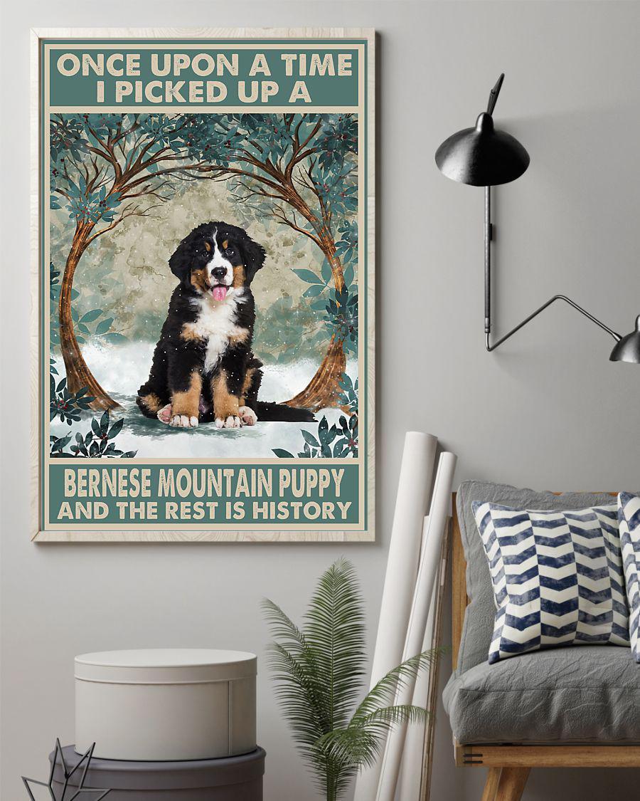 Bernese Mountain Puppy Once Upon A Time Portrait Poster & Canvas Gift For Dog Lover Friend Family Birthday Home Decor Wall Art Visual Art