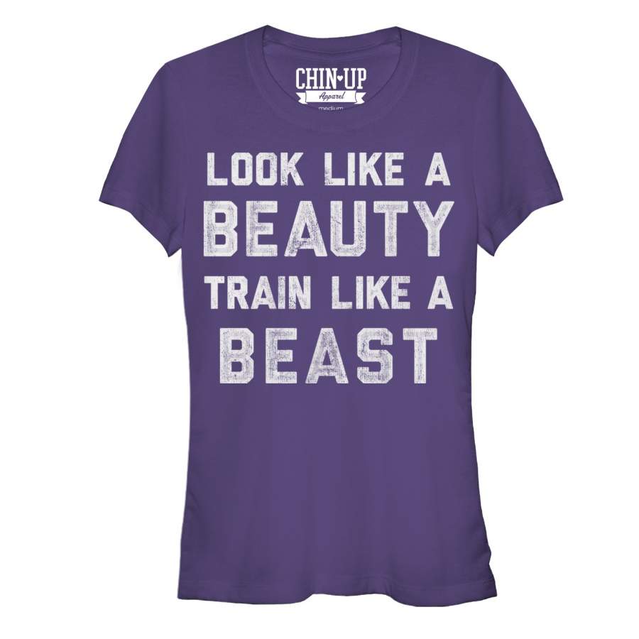 CHIN UP Junior’s Train Like a Beast  T Shirt Purple