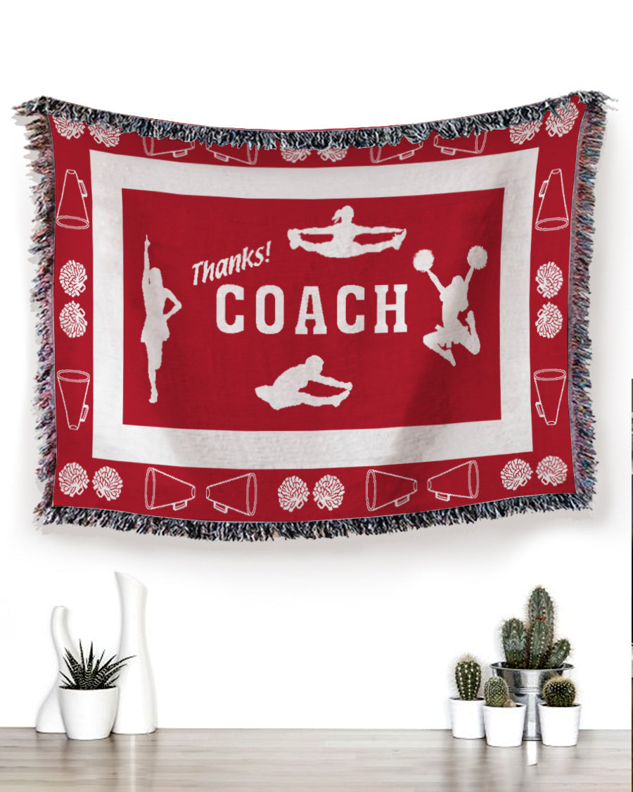 Woven Throw For Sports Lovers Christmas Gift, Thanks Coach – Cheerleading, Cotton Blanket