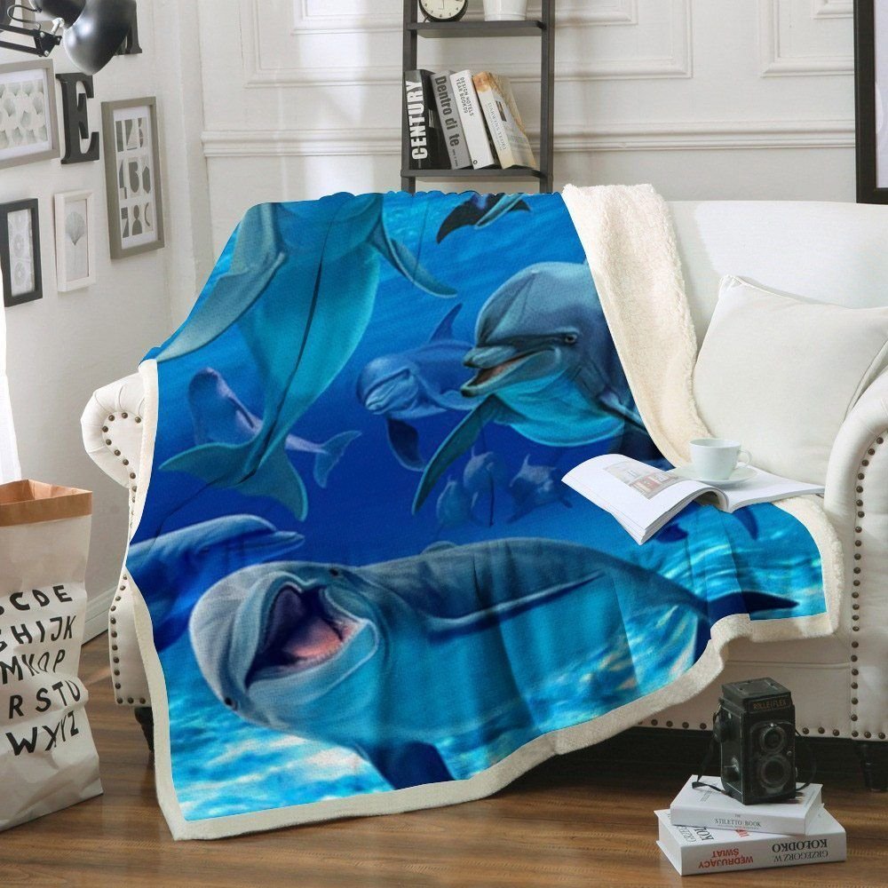 Dolphin BL220818F Sherpa Fleece Blanket