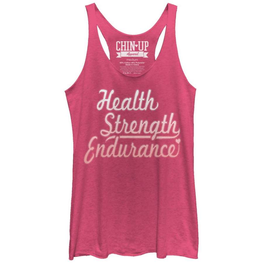 CHIN UP Women’s Health Strength Endurance  Racerback Tank Pink Heather