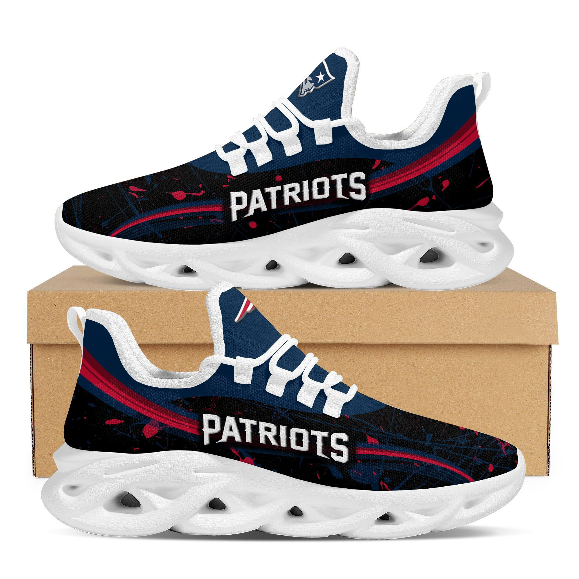 New England Patriots Splash Colors Design Trending Max Soul Clunky Sneaker Shoes For Mens Womensamerican Football Team Fans