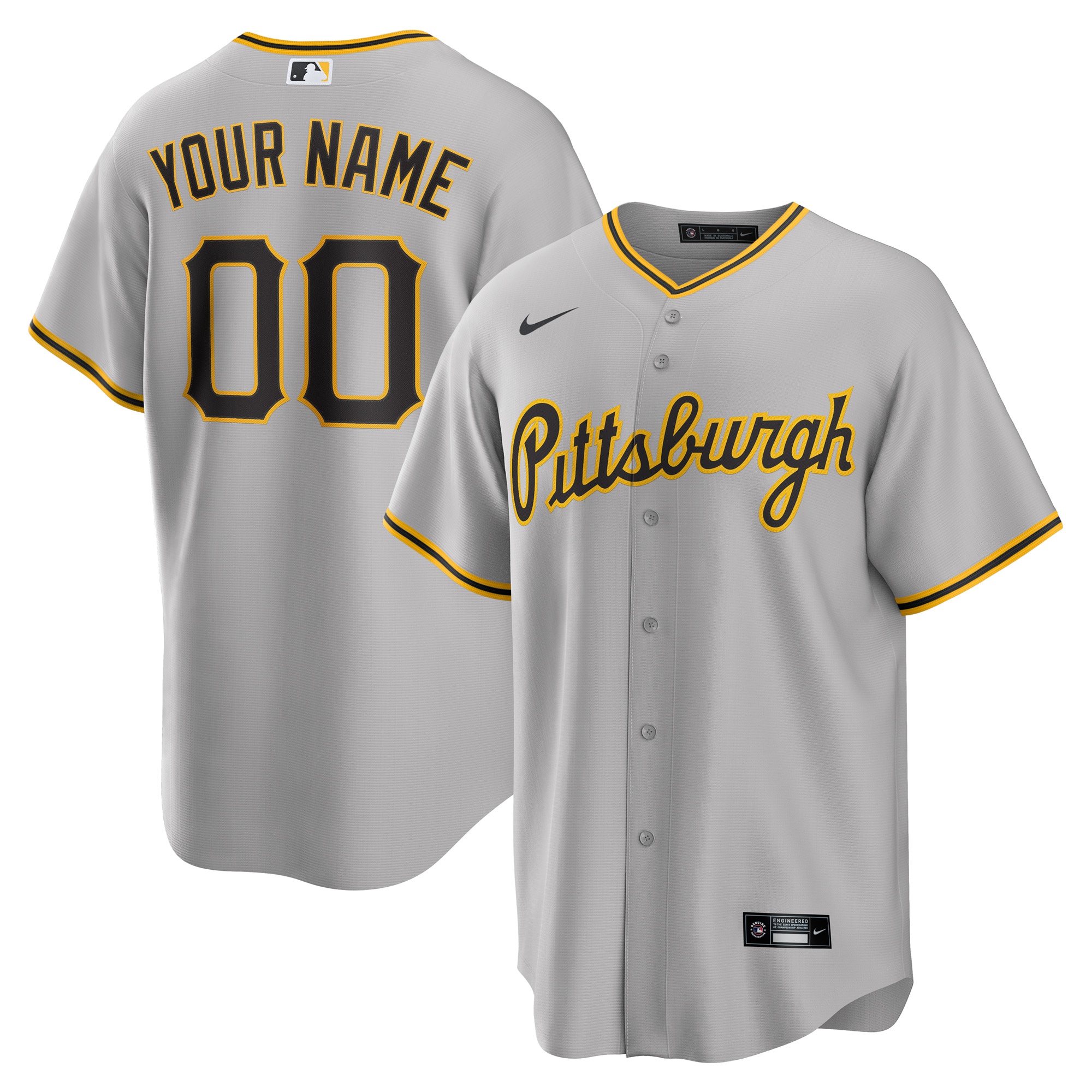 Men’s Pittsburgh Pirates Gray Road Custom Jersey