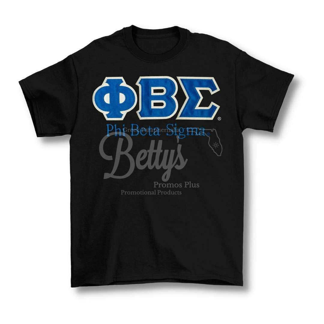 Phi Beta Sigma Φβς Script Double Stitched Appliqué Embroidered Line T-Shirt