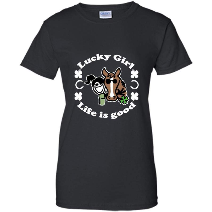 Lucky Girl Has Horse And Irish Life Is Good - Gildan Women Shirt