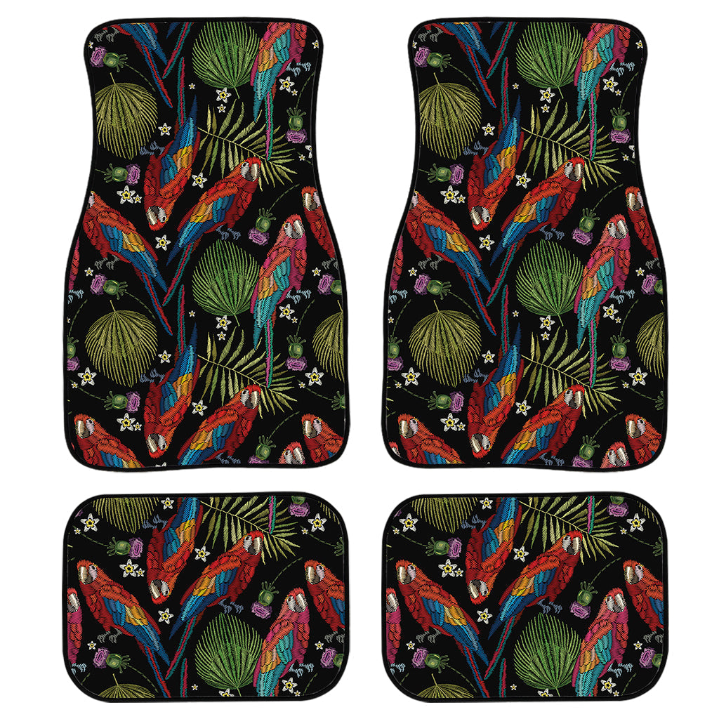 Embroidery Parrot Pattern Print Front And Back Car Floor Mats, Front Car Mat