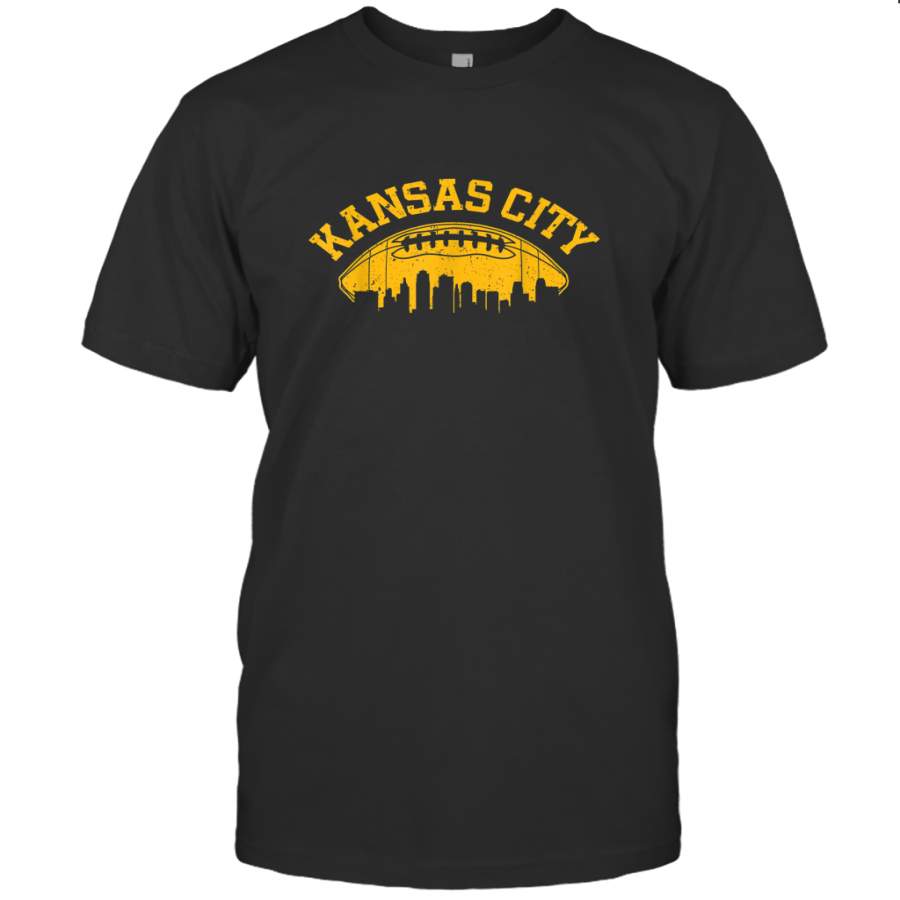 Kansas City Football Vintage Kc Skyline Missouri Retro T shirt