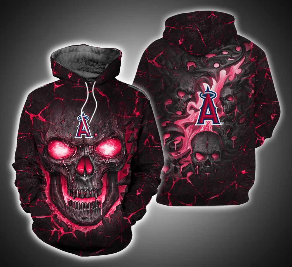 Los Angeles Angels Skull 3D Print Hoodie ver10