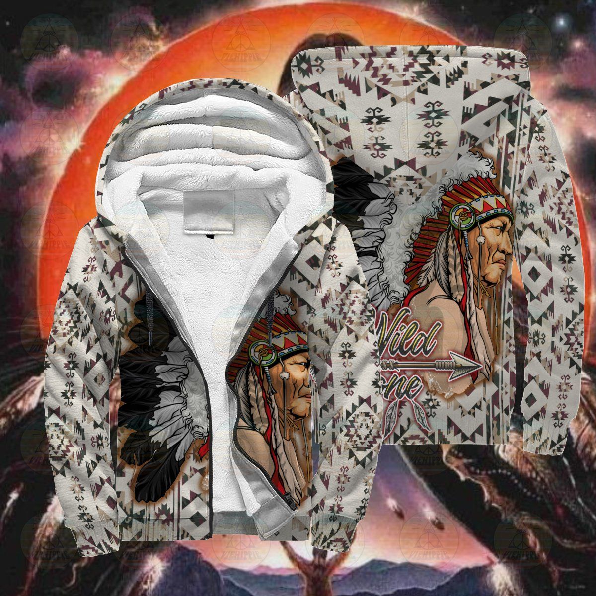 Hoodie Native American Tribal White H7