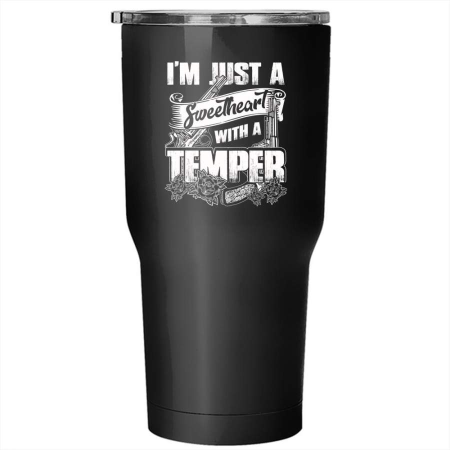 I’m Just A Sweetheart With A Temper Tumbler 30 oz Stainless Steel, Cool Couple Travel Mug