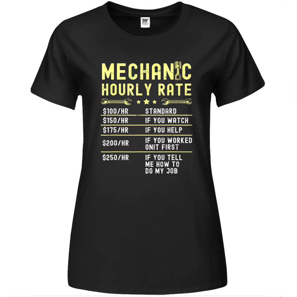 Mechanic Hourly Rate Labor Rates Funny Vintage Graphic Premium Womens T Shirts