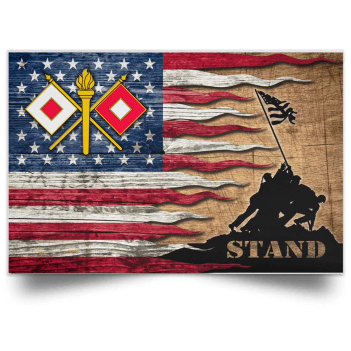 US Army Signal Corps Stand For The Flag Satin Landscape Poster