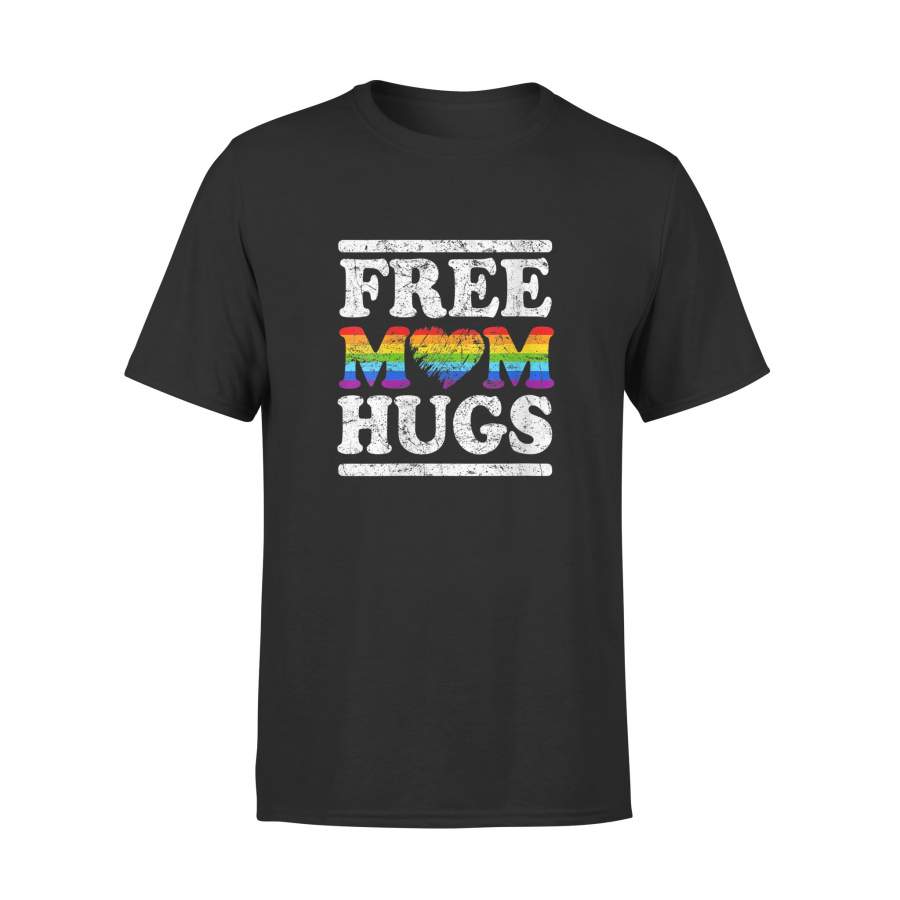 YOLOstuff Womens Vintage free mom hugs tshirt rainbow heart lgbt month pride T-shirt