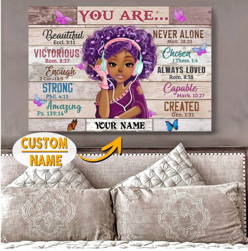 Personalized Gift For Daughter, Black Girl You Are Beautiful Black Teenage, Afro Girl Wall Art, Black Queen Wall Art, African American Canva