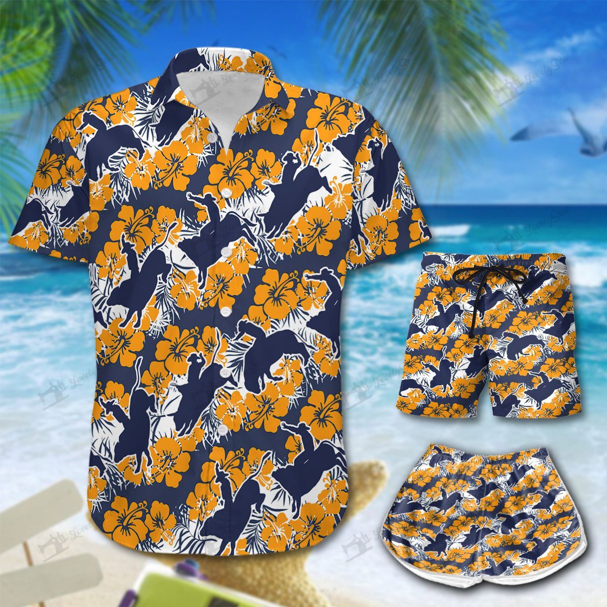 Bull Riding Hawaiian Shirt Shorts Ha54334