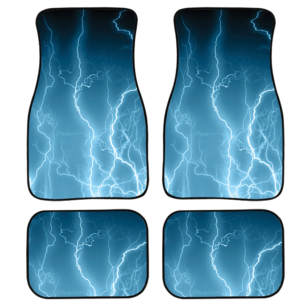 Blue Lightning Print Front And Back Car Floor Mats, Front Car Mat