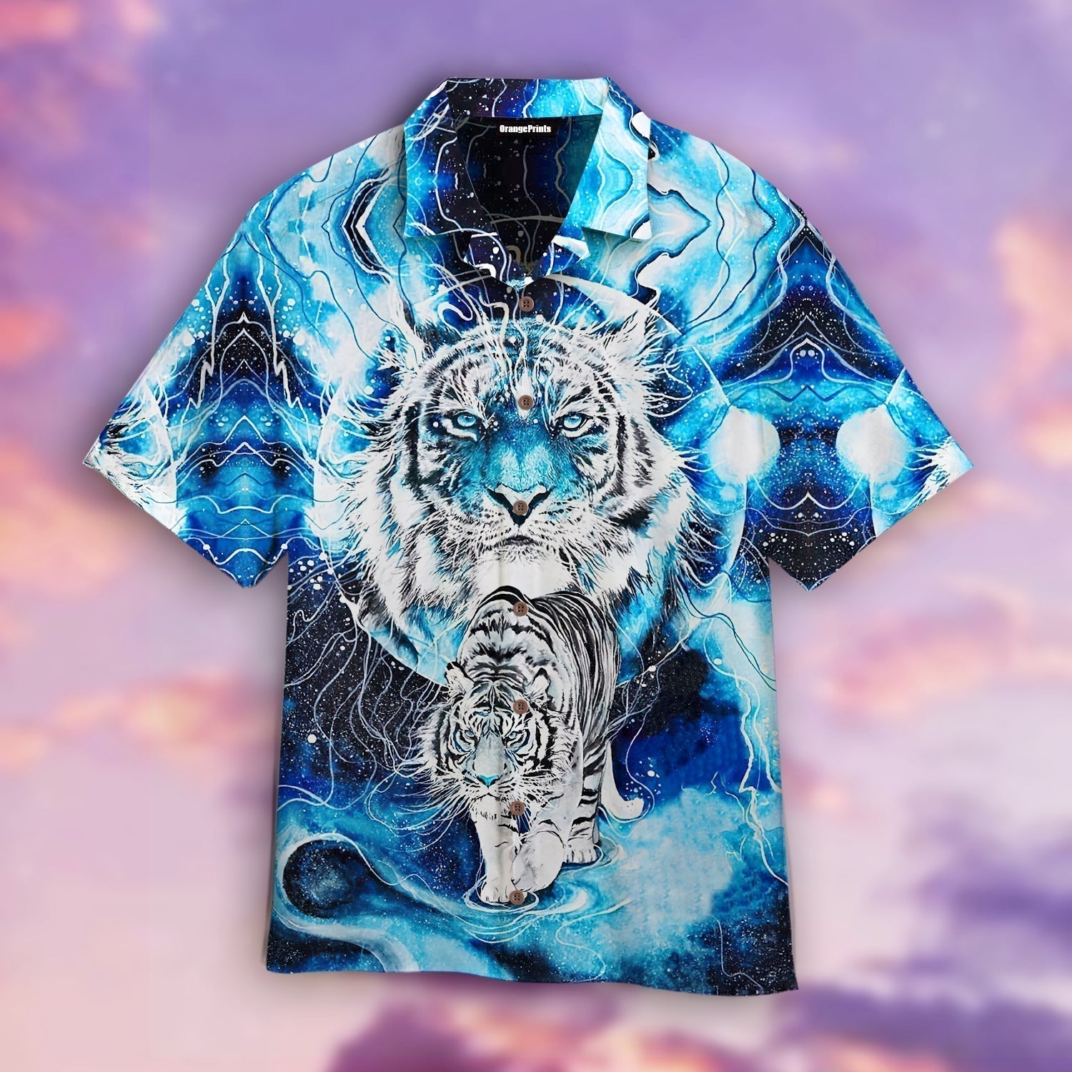 White Tiger Galaxy Skull Aloha Hawaiian Shirts – Hawaiian Shirts Men – Vintage Hawaiian Shirts