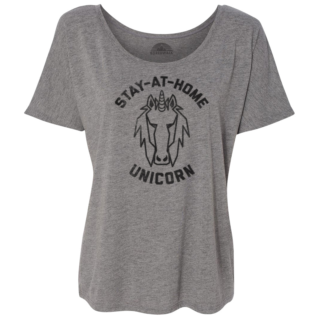 Women’S Stay At Home Unicorn Scoop Neck T-Shirt