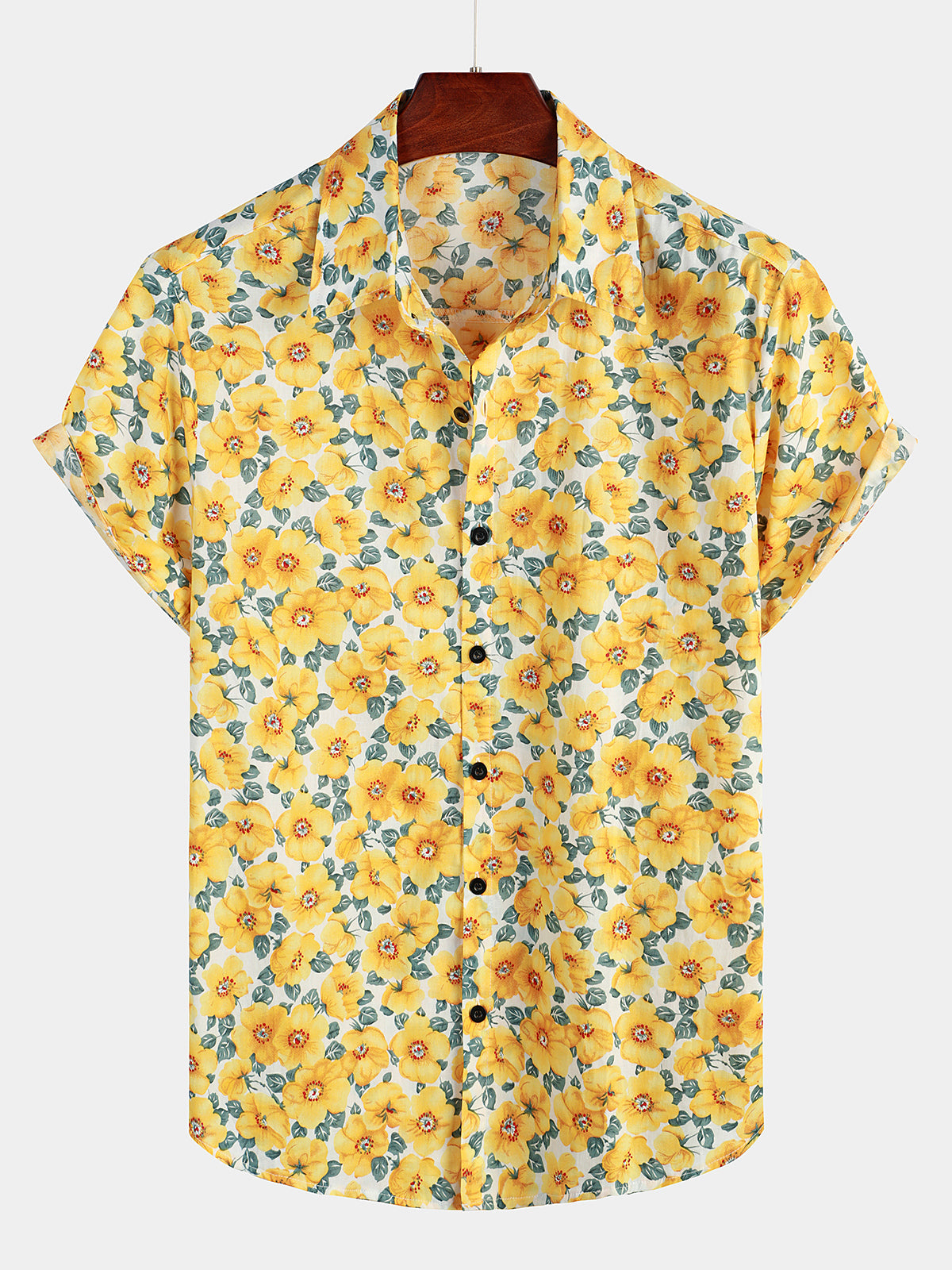 Floral Print Casual Button Short Sleeve Hawaii Shirt Ha6978