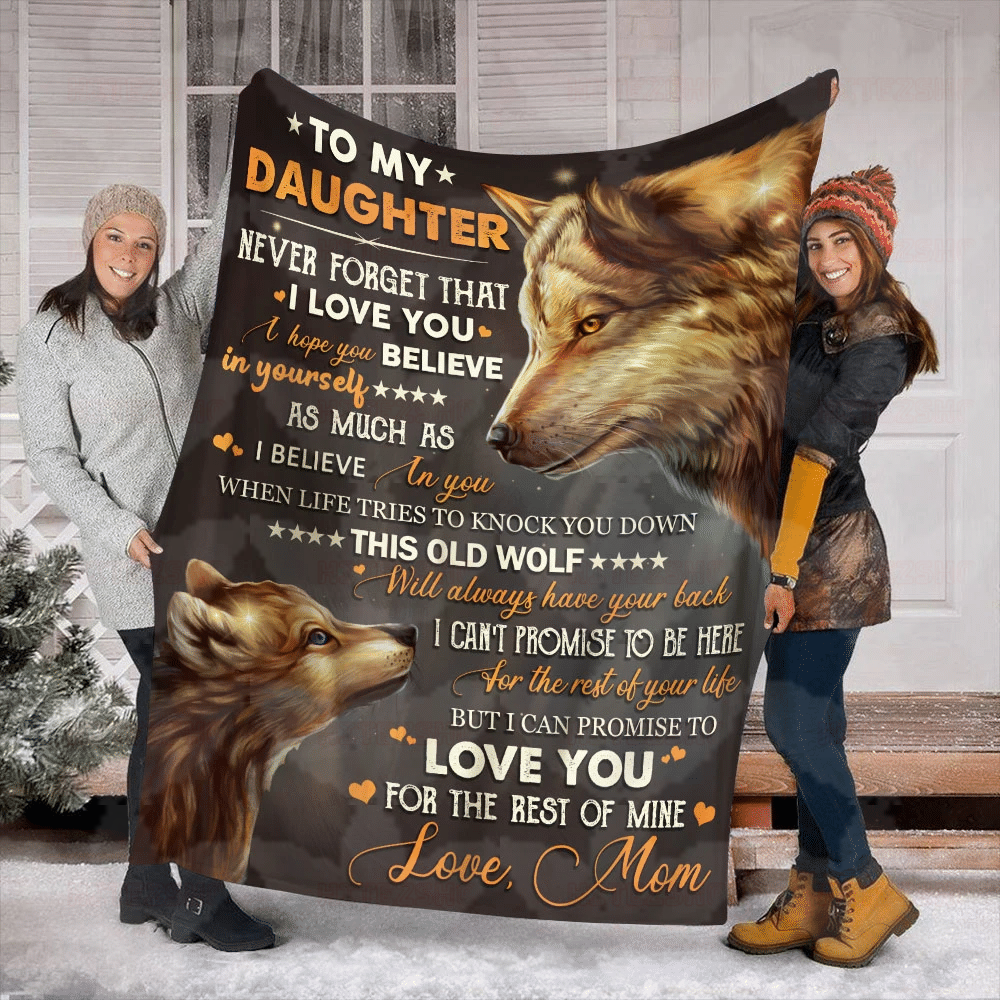 Wolf Mom To My Daughter Sherpa Blanket Never Forget That I Love You