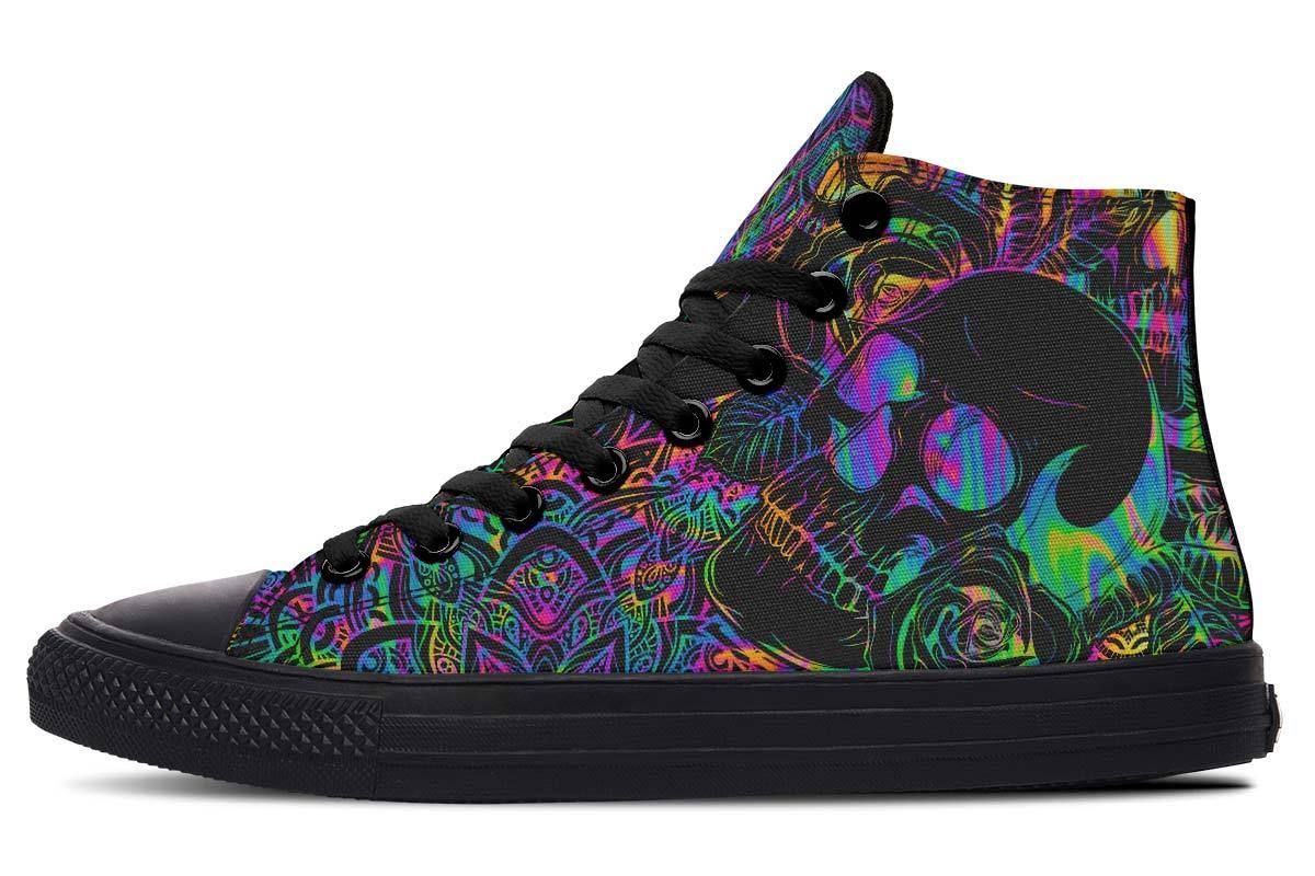 Color Explosion Skull High Top Vans Shoes