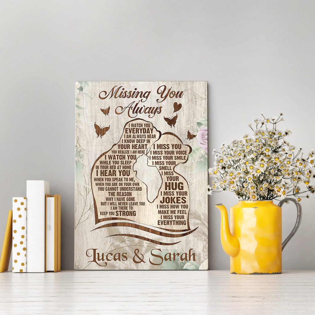 Personalized Couple Missing You Always I Watch You Everyday Wrapped Framed Wall Art Canvas And Poster, Wall Decor, Canvas Instructure