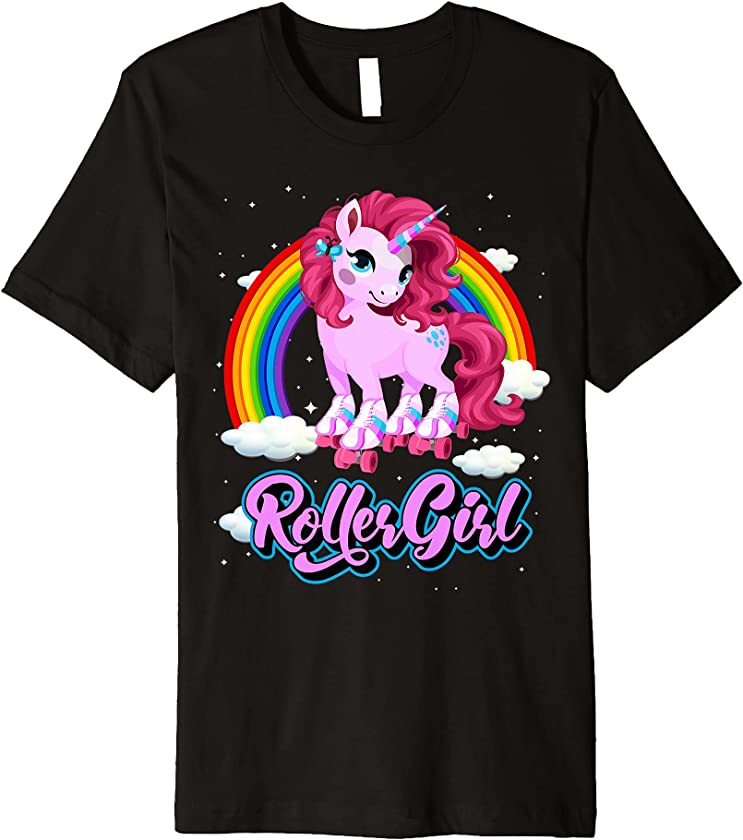 70s 80s Roller Girl Vintage Skating Unicorn Premium T-Shirt