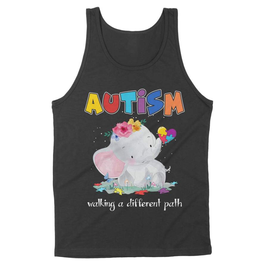 Autism Elephant Walking A Different Path Puzzle Heart Gift – Standard Tank