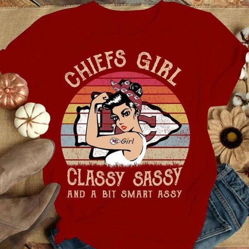 Kansas City Chiefs Girl Classy Sasy And A Bit Smart Asy Retro T Shirt