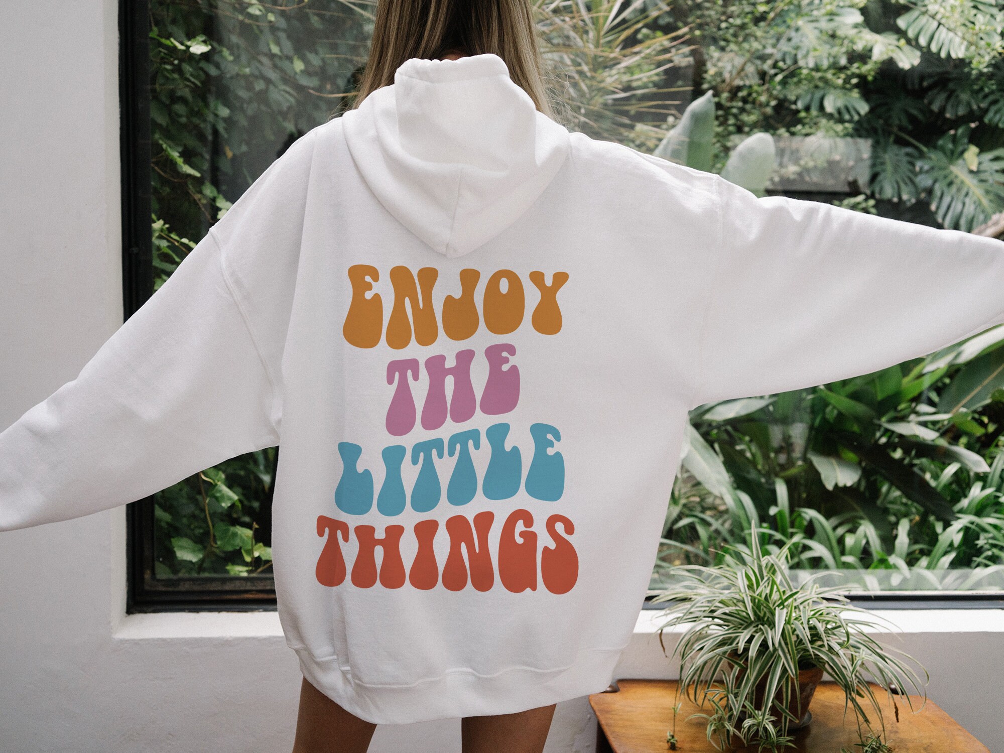 Enjoy The Little Things Hoodie, Pinterest Sweatshirt, Trendy Hoodie, Aesthetic Hoodie, Saying Sweatshirt, Words On Back Hoodie