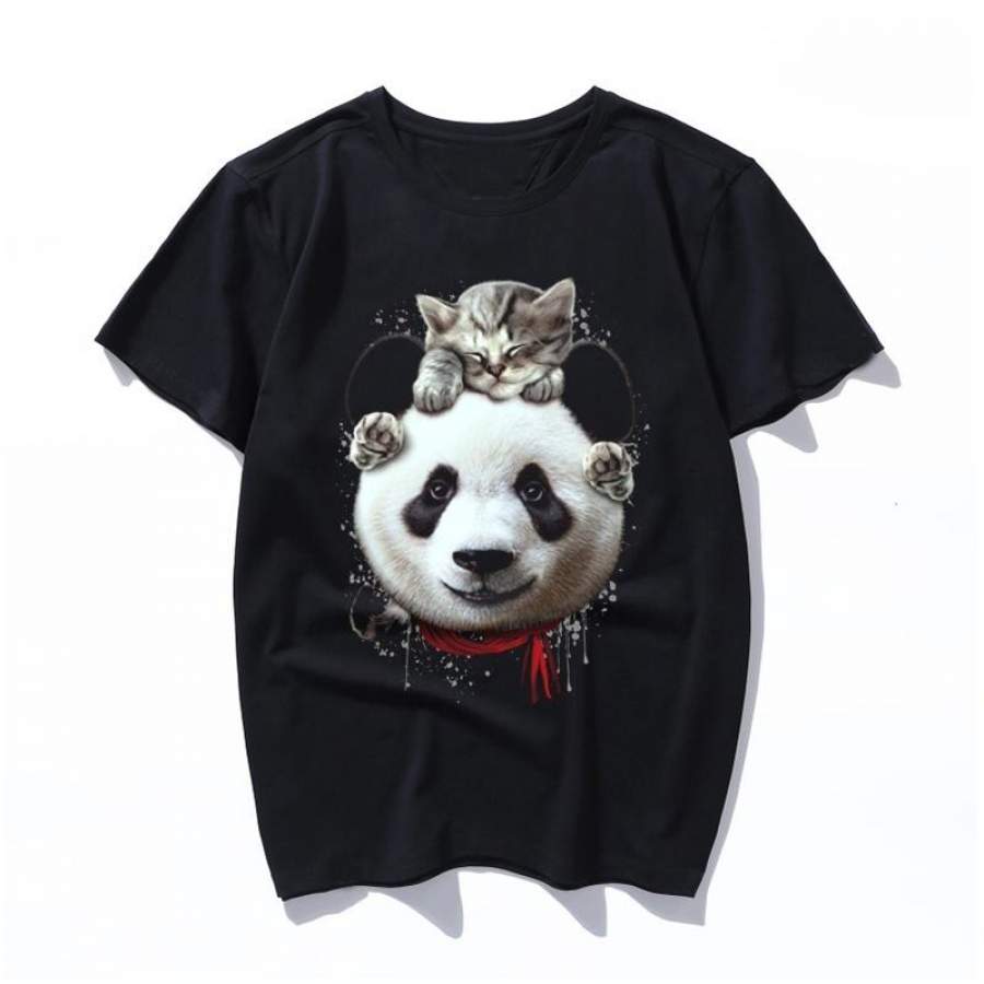 cat on panda T Shirt Cotton New XS L M Xl Xxl Xxxl 2019 Newest Fashion Mens Womens Print Cotton O Neck Shirts